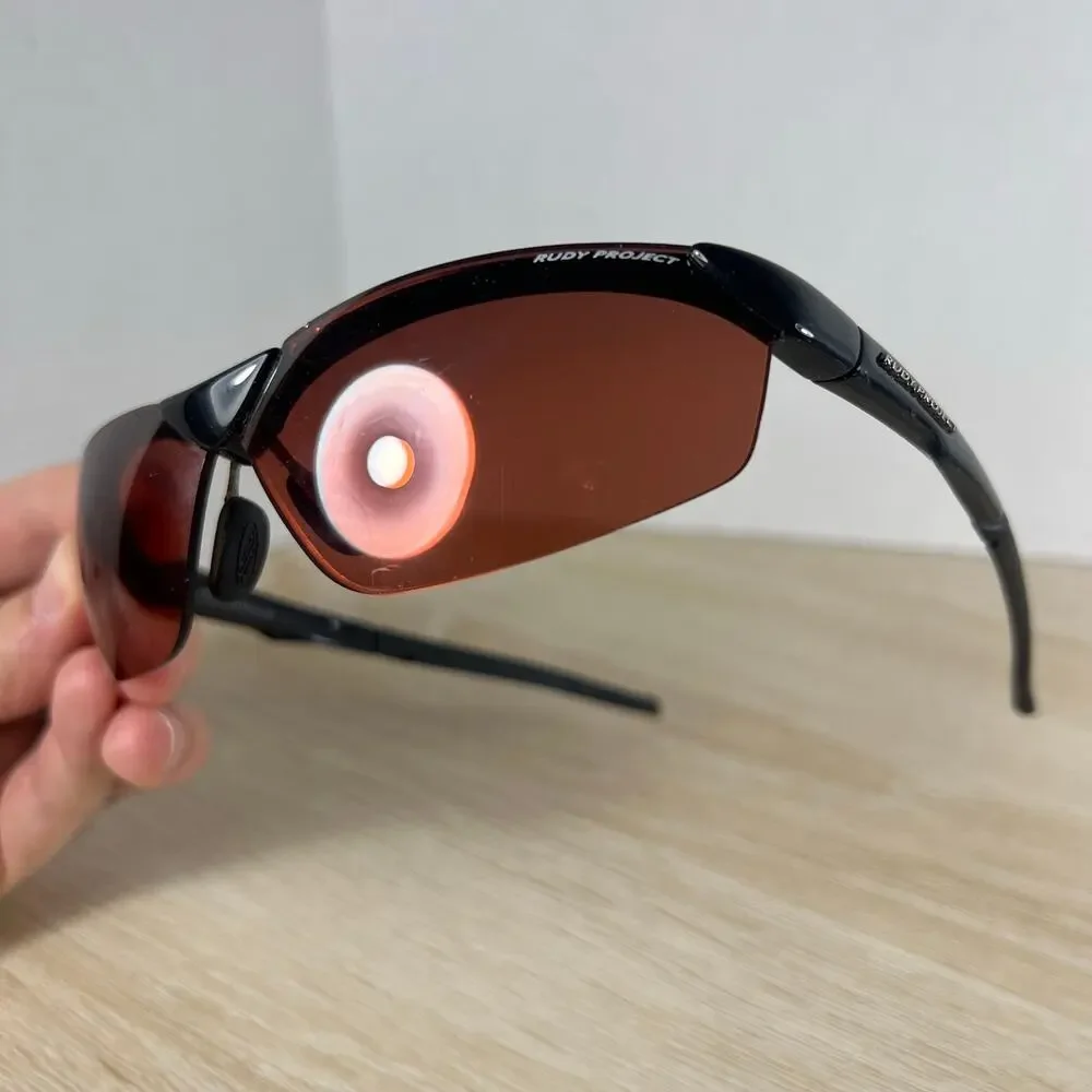 Rudy Project Hyde SN 93 37 42 Sunglasses Red Tinted Lenses Black Made in Italy